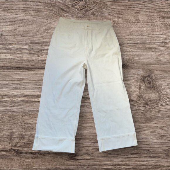 Halara Flex High Waisted Pockets Rolled Hem Wide Leg Washed Jeans Sz Small Tall - Picture 5 of 9